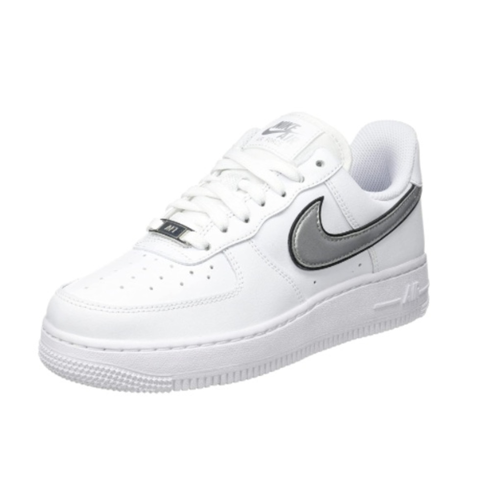 Nike Air Force 1 White/Metallic/Silver-Black - Picture 1 of 6
